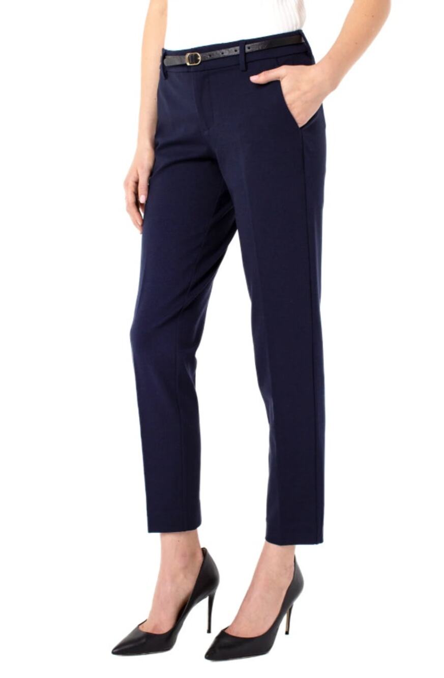 LIVERPOOL Womens Kelsey Knit Trousers Size 27 4 Petite Cadet Blue Ankle NWT